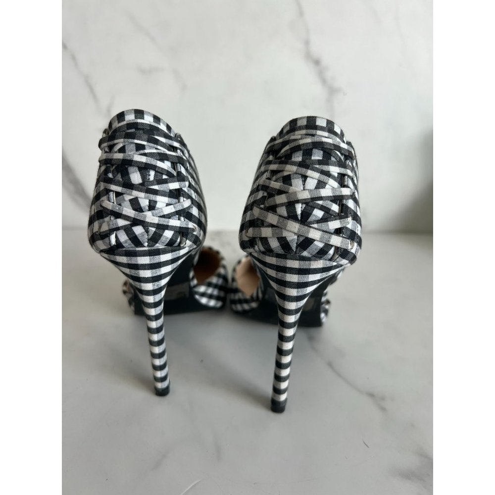 QUPID Black White Gingham Heels Sz 5.5 - Picture 3 of 5